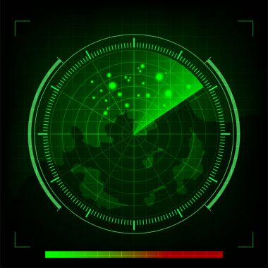 Siyah arka plan üzerinde arama vektör yeşil radar