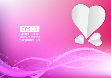 Pembe çizgiler dalga ve kalp arka plan kopya alanı ile