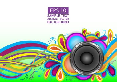 Dalga ve müzik hoparlör tasarım vektör arka plan
