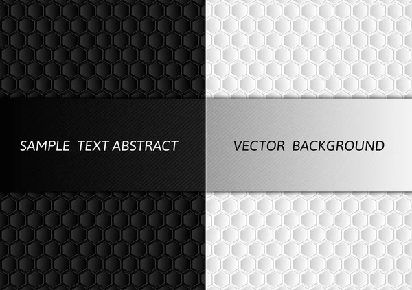 Hexágono, fundo vetor abstrato branco e preto com espaço de cópia —  Vetores de Stock