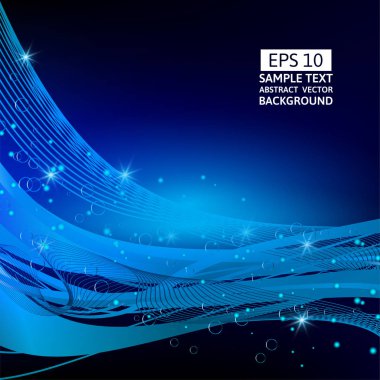 Mavi dalga soyut vektör arka plan kopya alanı ile