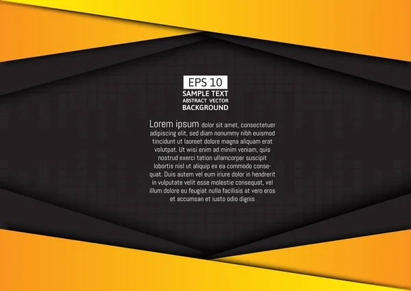 Negro y amarillo, fondo vectorial geométrico con espacio de copia — Vector de stock