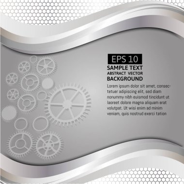 Gri arka plan ve beyaz dişli tasarlamak teknoloji vektör kopya alanı ile