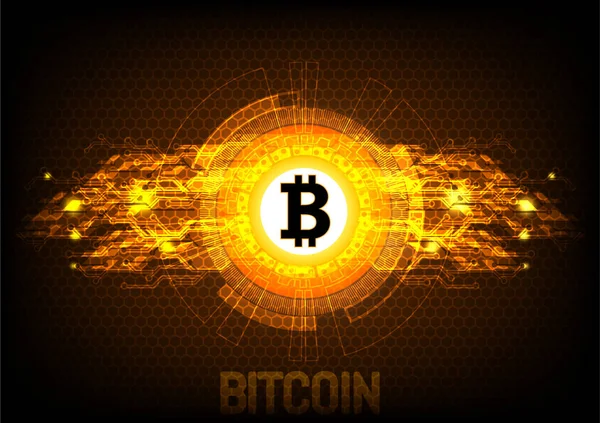 Bitcoin moneda digital, dinero digital futurista, concepto de red mundial de tecnología, ilustración vectorial — Vector de stock