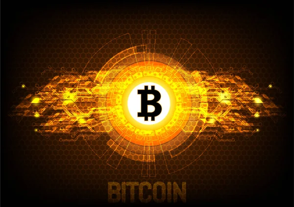 Bitcoin dijital para birimi, fütürist dijital para, teknoloji dünya çapında ağ konsepti, vektör illüstrasyonu