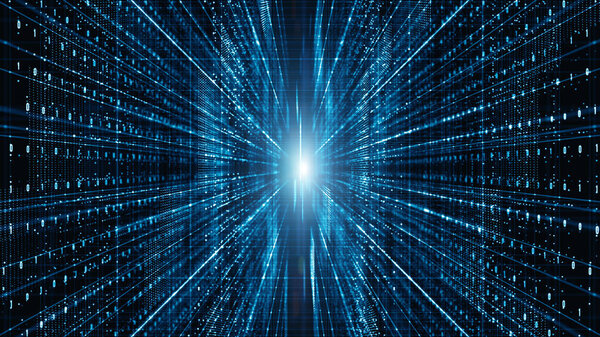 Abstract digital matrix particles flow, Digital data connection,