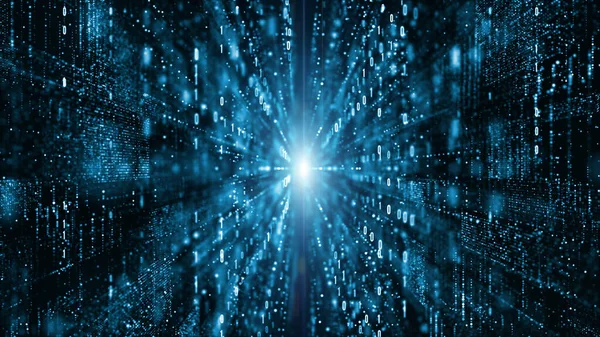 Digitale Cyberspace-Teilchen und digitale Datennetzwerkanbindung — Stockfoto