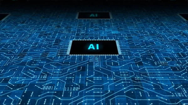 El concepto futuro de la tecnología de inteligencia artificial de IA CPU — Foto de Stock