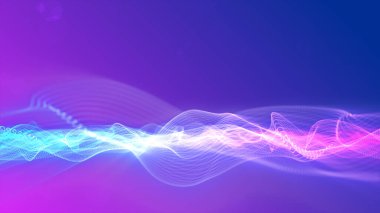 Soyut dijital parçacıklar dalga akışı. Teknoloji arkaplan konc