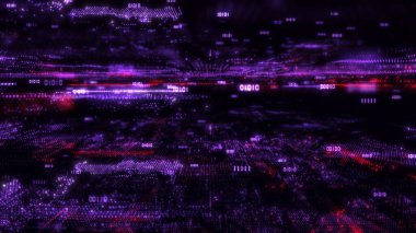 Dijital veri ve parçacıklar ağ bağlantıları kavramı