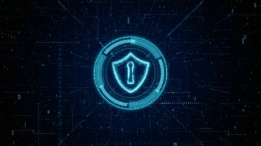 Siber Güvenliğin Hud ve Shield Simgesi, Dijital Veri Ağı Produ