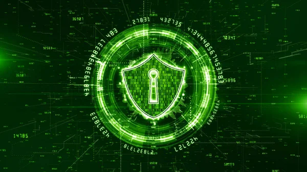 Ikona Hud and Shield bezpieczeństwa cybernetycznego, cyfrowa sieć danych Prot — Zdjęcie stockowe