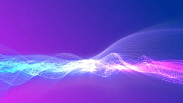 Flux d'ondes de particules numériques abstraites. Technologie fond conc — Photo