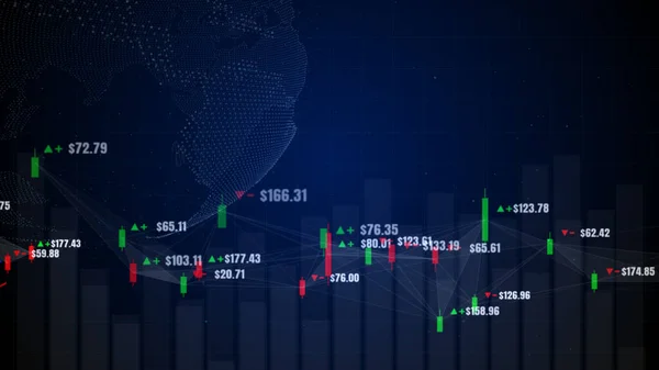 Kandelaar grafiek met digitale data, uptrend of neerwaartse trend — Stockfoto