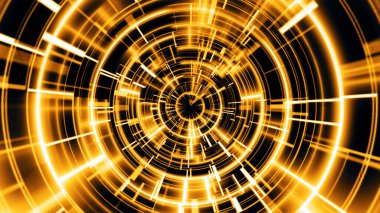 Soyut teknoloji geometrik tünel. Fütürist dijital altın ortaklığı