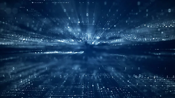 Parçacıklar ve Dijital veri ağı konneli dijital siber uzay — Stok fotoğraf