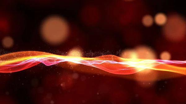 Digital particles wave flow with bokeh abstract background