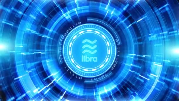 Libra Criptomoneda Signo Ciberespacio Digital Red Comercialización Del Internet Concepto — Vídeos de Stock