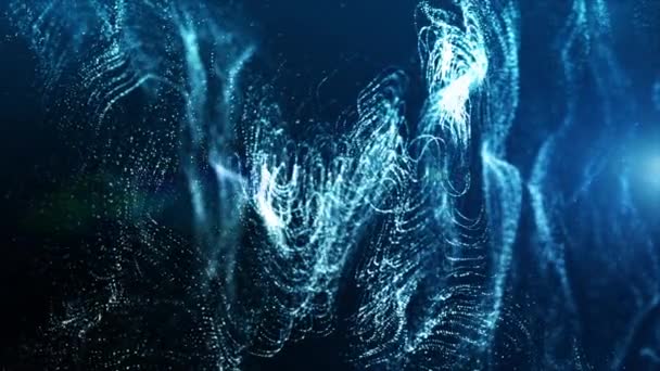Flujo Onda Partículas Digitales Color Azul Abstracto Concepto Fondo Tecnológico — Vídeos de Stock