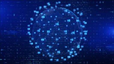 6G hi bağlantı hızları fütüristik soyut dijital teknoloji arka plan kavramı. Nasa tarafından döşenmiş Dünya elementi