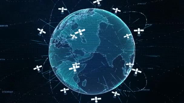 Abstrakte Digitale Globale Netzwerkverbindungen Mit Satellitensignaltechnologie Konzept Erdelement Von Der — Stockvideo