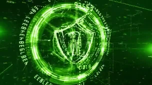 Icône Hud Shield Cybersécurité Protection Des Réseaux Données Numériques Concept — Video