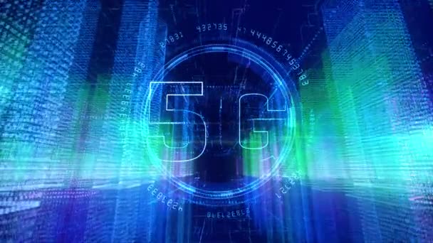 デジタルシティの5G テクノロジーデジタルデータ接続コンセプト — ストック動画