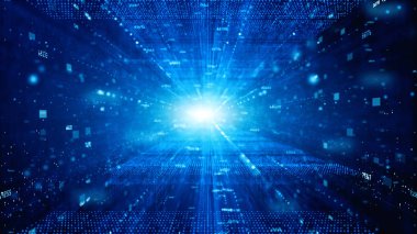 Parçacıklar ve Dijital veri ağı konneli dijital siber uzay