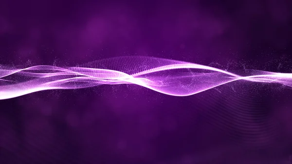 Digital particles wave flow with bokeh abstract background