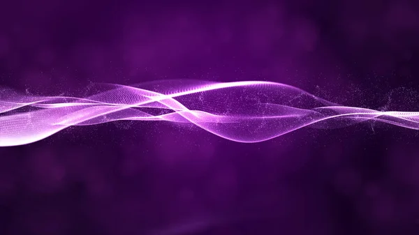 Digital particles wave flow with bokeh abstract background