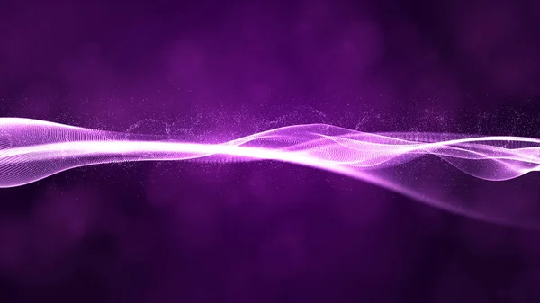 Digital particles wave flow with bokeh abstract background