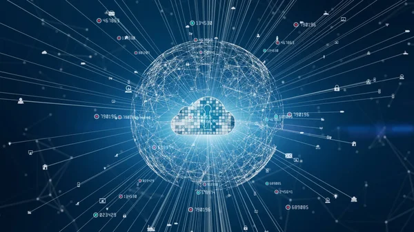 Sikker Digital Data Network. Digital Cloud Computing Cyber Secur - Stock-foto