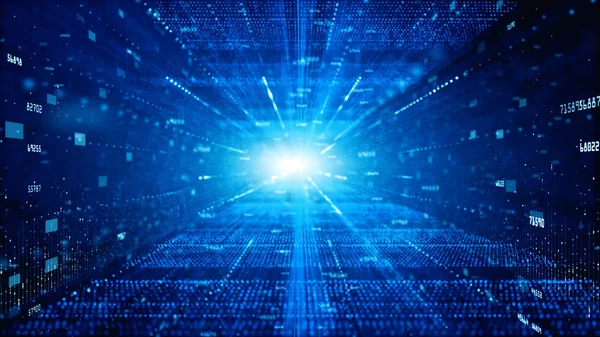 Digitaler Cyberspace mit Teilchen und digitalem Datennetzwerk — Stockfoto