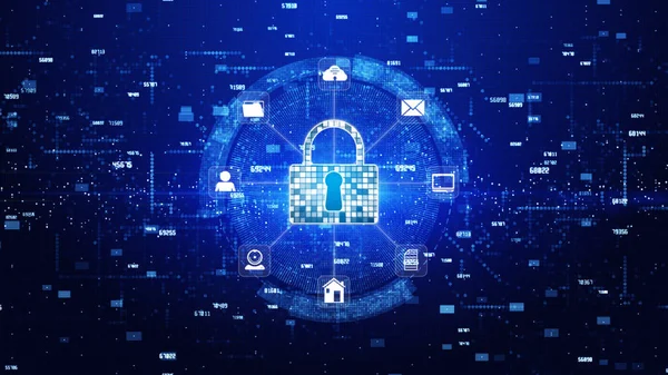 Lock Icon Cyber Security, Digital Data Network Protection, Futur — стокове фото