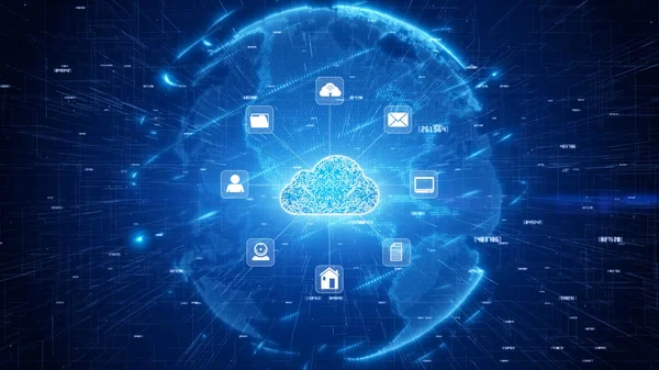 Sicheres digitales Datennetz. Cyber-Sicherheit durch digitales Cloud Computing — Stockfoto