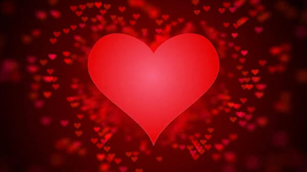 Červené srdce létání, Romantické pozadí pro svatbu, Valentýna D — Stock fotografie