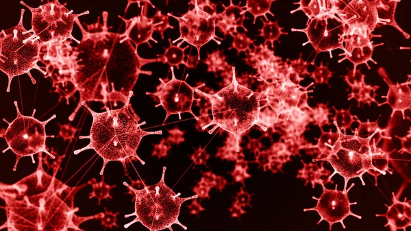 3d візуалізація, вірус грипу або мікроорганізмів, швидке множення o — стокове фото