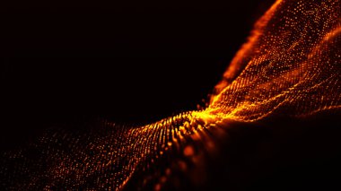 Dijital parçacıklar, Bokeh soyut hareket arkaplan kavramına sahip altın rengi dalgalandırır