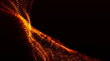 Dijital parçacıklar, Bokeh soyut hareket arkaplan kavramına sahip altın rengi dalgalandırır