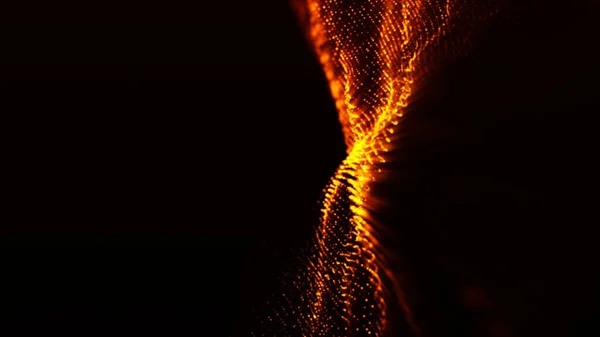 Цифровые Частицы Волны Потока Золота Цвет Боке Абстрактной Концепции Движения — стоковое фото