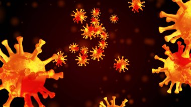 3D render Coronavirus (COVID-19), grip virüsü veya mikroorganizma. Bakteri enfeksiyonunun hızlı çoğalması. Arkaplan kavramı.