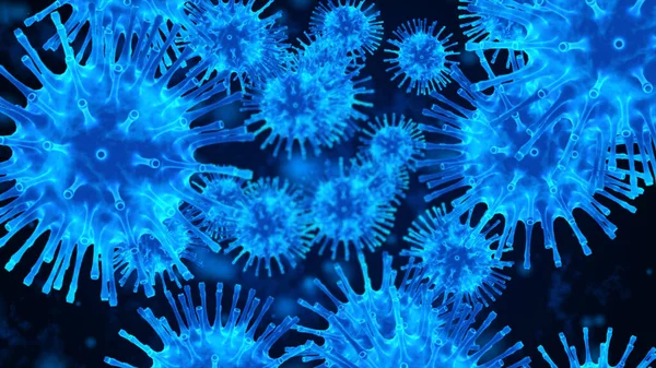 Render Coronavirus Covid Вірус Грипу Або Мікроорганізму Швидке Розмноження Бактерій — стокове фото