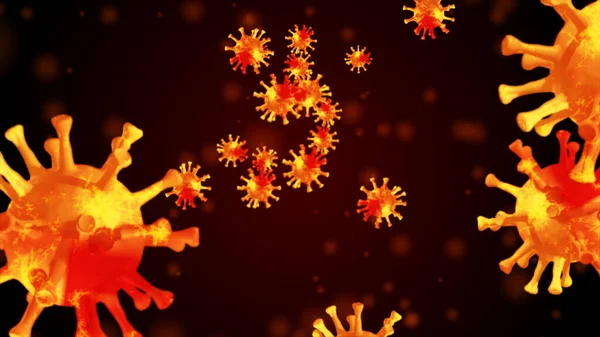Render Coronavirus Covid Grip Virüsü Veya Mikroorganizma Bakteri Enfeksiyonunun Hızlı — Stok fotoğraf