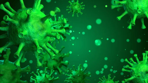 Render Coronavirus Covid Grip Virüsü Veya Mikroorganizma Bakteri Enfeksiyonunun Hızlı — Stok fotoğraf