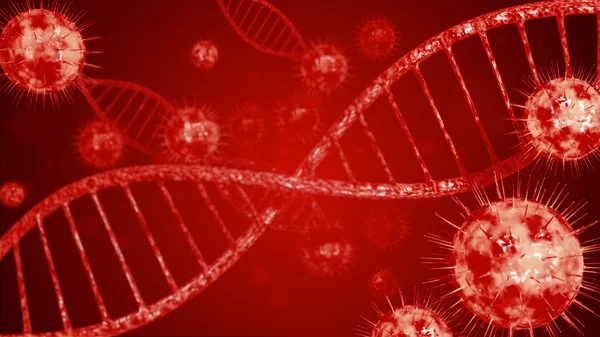 3D render Coronavirus (COVID-19), grip virüsü veya mikroorganizma. Bakteri enfeksiyonunun hızlı çoğalması. Arkaplan kavramı.