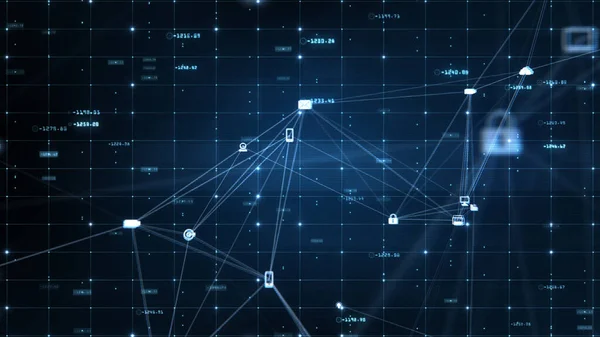 Teknologi Netværk Data Sociale Medier Ikoner Forbindelse Digital Network Cyber - Stock-foto