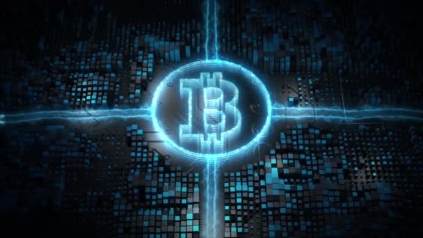 Bitcoin Blockchain Crypto Νόμισμα Ψηφιακό Δίκτυο Κρυπτογράφησης Συνάλλαγμα Έννοια Φόντο — Αρχείο Βίντεο