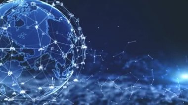 Teknoloji Ağı Veri Bağlantısı, Dijital Ağ ve Siber Güvenlik Kavramı. Nasa tarafından döşenmiş Dünya elementi.