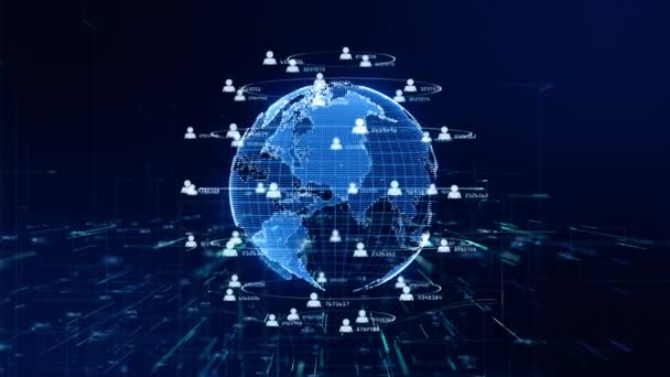 Technology Network Adatkapcsolat Digitális Hálózati Számítógépes Biztonsági Koncepció Föld Elem — Stock videók