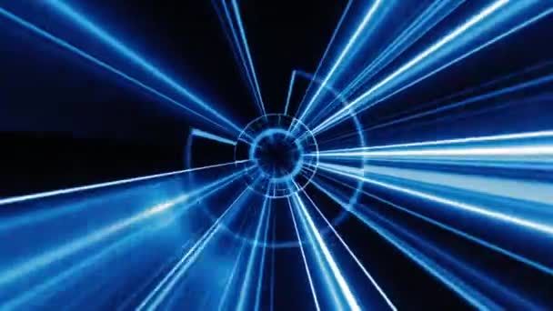 Αφηρημένη Τεχνολογία Γεωμετρική Σήραγγα Κινείται Φουτουριστικό Φόντο Ψηφιακού Μπλε Χρώματος — Αρχείο Βίντεο